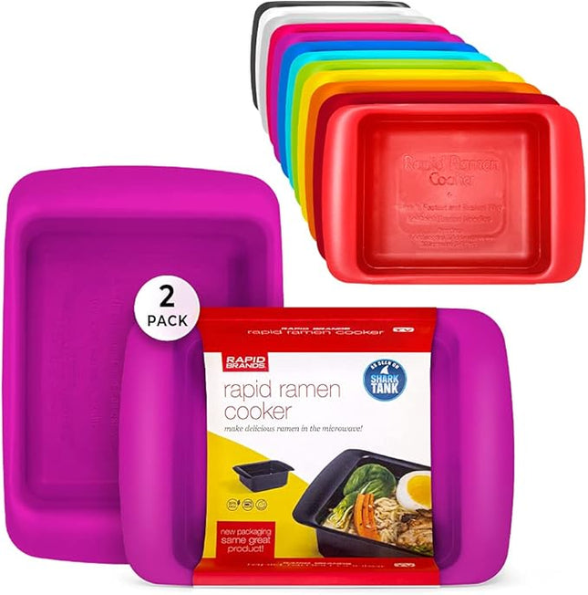 Rapid Ramen Cooker | Microwavable Cookware for Instant Ramen | BPA Free and Dishwasher Safe | Perfect for Dorm, Small Kitchen or Office | Purple, 2 Pack