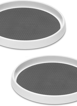 2 Set, 10 Inch Non-Skid Lazy Susan Organizers - Turntable Rack for Cabinet, Pantry Organization and Storage, Kitchen, Fridge, Bathroom Makeup Vanity Countertop, Under Sink Organizing, Spice Rack