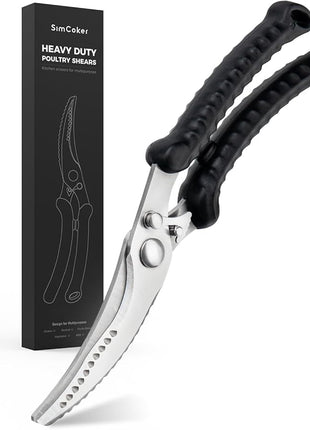 Heavy Duty Poultry Shears, Kitchen Scissors for Food with Anti-Slip Handle & Safety Lock, Meat Scissors, Dish Washer Safe Kitchen Shears for Meat Chicken Seafood and Vegetable Cutting