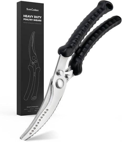 Heavy Duty Poultry Shears, Kitchen Scissors for Food with Anti-Slip Handle & Safety Lock, Meat Scissors, Dish Washer Safe Kitchen Shears for Meat Chicken Seafood and Vegetable Cutting