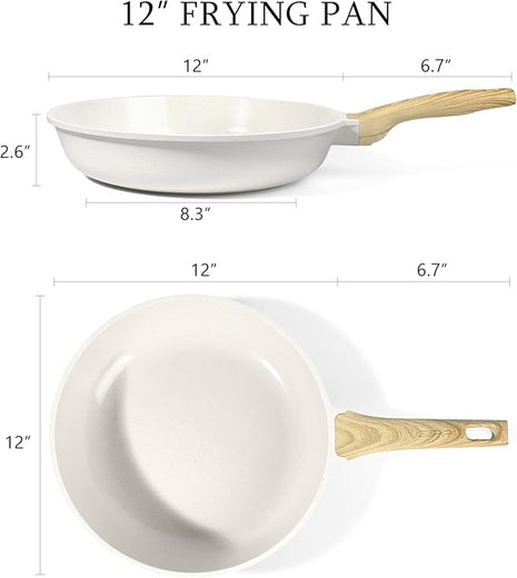 GiPP Ceramic Nonstick Frying Pan - 12 Inch Healthy Non-Toxic Non Stick Skillet Omelette Pans, Induction Compatible Chef Pan, PFAS & PFOA-Free, Dishwasher Safe, Stay Cool Handles