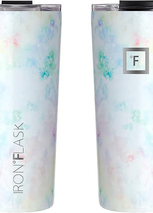 IRON °FLASK Grip Novelty Coffee Mug - Leak Proof, Vacuum Insulated Stainless Steel Bottle, Double Walled, Thermo Travel, Hot Cold, Water Metal Canteen - Pearl, 24 Oz - Classic Bottom