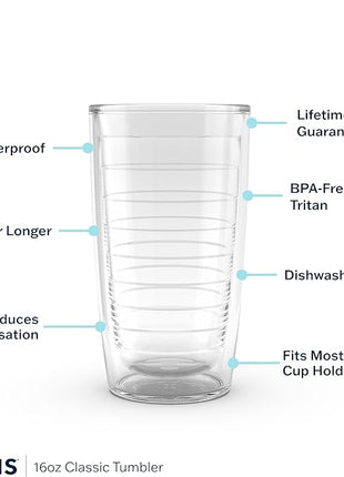 Tervis Clear & Colorful Tabletop Made in USA Double Walled Insulated Tumbler Travel Cup Keeps Drinks Cold & Hot, 16oz - 4pk, River Rock