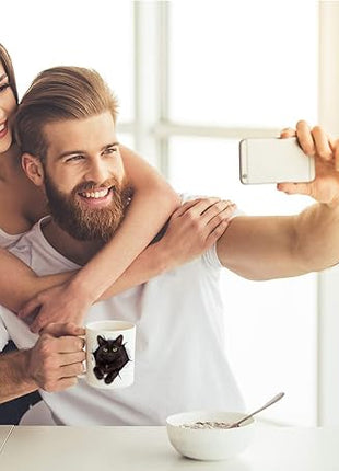 Winston & Bear Black Cat Coffee Mug - Funny Ceramic Coffee Mug Gift for Cat Lovers - Cute Novelty Cup for Men and Women (11oz)