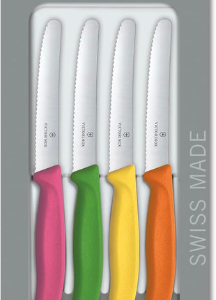 Victorinox Swiss Classic Paring Knife Set - Superior Kitchen Knives for Cutting Fruit, Vegetables & More - Cooking Knives for Kitchen Accessories - Multicolored 4-Piece Set, Serrated Edge, 4.3"
