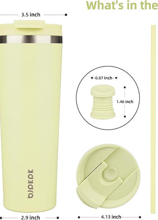 BJPKPK 30oz Insulated Tumbler With lid And Straw Stainless Steel Tumblers Travel Coffee Mug Reusable Thermal Cup,Macaron Green