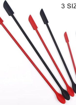 4 Pieces Mini Silicone Spatula Set, Small Rubber Spatula for Makeup, Thin Jar Scraper for Kitchen(4, BLACK)