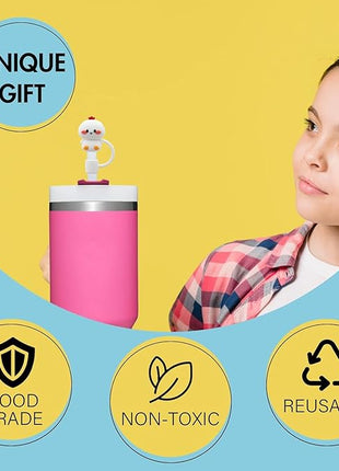 22P Straw Cover for Stanley Cup, Silicone Straw Topper for Stanley Cup 30&40oz with Tumblers, 10mm 0.4in Lid Accessories (Reusable)