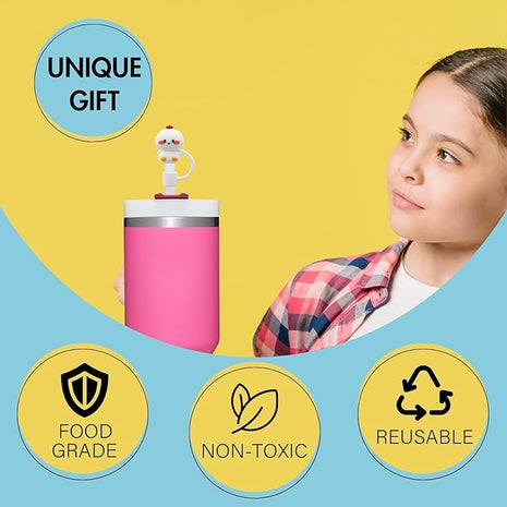 22P Straw Cover for Stanley Cup, Silicone Straw Topper for Stanley Cup 30&40oz with Tumblers, 10mm 0.4in Lid Accessories (Reusable)