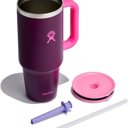 Hydro Flask 40 Oz Travel Tumbler with Handle, Lid and Straw - Insulated Stainless Steel in 40 Oz Sugarplum