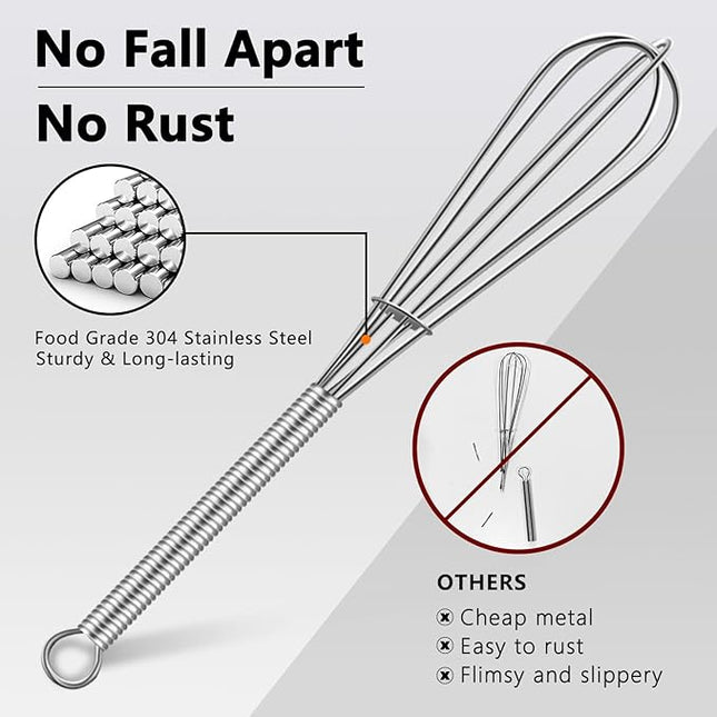 Walfos Mini Whisks, Small Whisk Bulk 304 Stainless Steel 6 Pieces, 5 Inch Tiny Whisk For Whisking, Beating Eggs, Mixing Sauces, Blending Ingredients