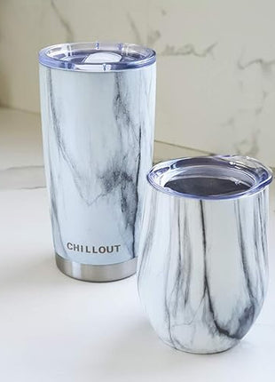 CHILLOUT LIFE 12 oz Stainless Steel Wine Tumbler with Lid - Double Wall Vacuum Insulated Wine Cup Glass Keeping Cold & Hot for Coffee, Champagne, Cocktails, Ice Cream