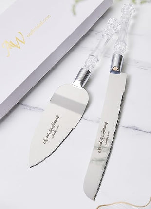 AW BRIDAL Personalized Wedding Cake Serving Set - Cake Knife 13.2 in, Cake Server 10.8 inch - Gift for Wedding, Anniversary, Engagement//DK001CPP42//