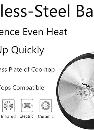 MsMk 9 1/2 Inch Small Egg Pan with Lid, Titanium and Ceramic Nonstick Omelette Pan,Scratch-resistant, Induction Egg Skillet, Oven Safe to 700°F Pan for Cooking, Dishwasher Safe