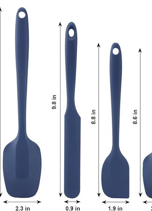 Silicone Spatulas Set, Rubber Spoon Spatula Heat Resistant Spoonula One Piece Design Seamless Spatula Non-Stick Scrapers Baking Mixing Tool (Dark Blue)