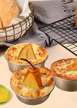 4 Inch Air Fryer Pan, Mini Pie Tart Tins, Jumbo Muffin Cupcake Mold 3PCS Non-Stick Hamburger Bun & Egg Baking Set, Individual Pazookie and Cake Pans for Air Fryers