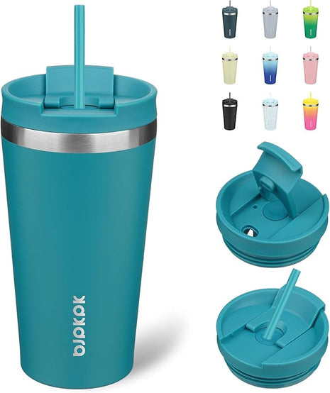 BJPKPK 18oz Tumbler With lid And Straw Stainless Steel Travel Coffee Mug Insulated Tumblers Cups,Laguna