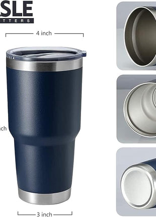 HASLE OUTFITTERS 30oz Stainless Steel Tumbler, Double Wall Vacuum Insulated Travel Mug Tumbler, Durable Insulated Coffee Mug, Gift Box Set (Navy, 12)