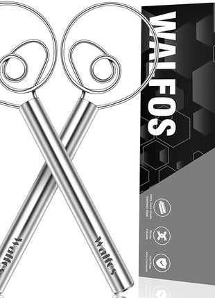 Walfos Danish Dough Whisks, Rustproof Stainless Steel Bread Whisk, Quick Mixing Bread Mixer, Dutch Dough Whisk for Cooking, Blending, Whisking, Stirring, Sourdough, Pizza, Pastry, Cake Batter（2pcs)