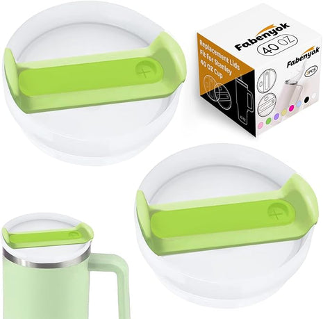 40 OZ Tumbler Lid Replacement Fit for Stanley Cup, 2 Pack Replacement Lids Fit for Stanley Travel Tumbler, Spill Proof Tumbler Covers for Stanley Cup Accessories (Opaque - Bright Lime)