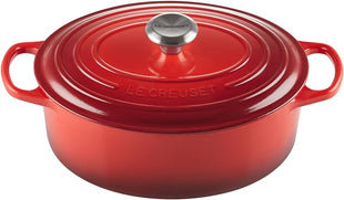 Le Creuset Enameled Cast Iron Signature Oval Dutch Oven, 5 qt, Cerise