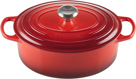 Le Creuset Enameled Cast Iron Signature Oval Dutch Oven, 5 qt, Cerise