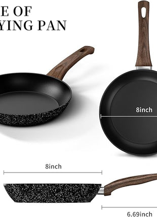 Non Stick Frying Pan, Frying Pan Nonstick Egg Pan Non Toxic, Small Skillet Pans Omelette Pan, Induction Compatible, PFOA Free Healthy Pans(8 Inch, Black)