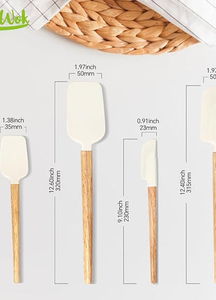 Silicone Spatula Set, Food Grade Rubber Spatula-4 Piece Nonstick Rubber Spatulas, Spoonula, Jar Scraper for Cooking, Baking, Mixing, Frosting - Heat Resistant Up to 600°F (Spatulas-Off White)