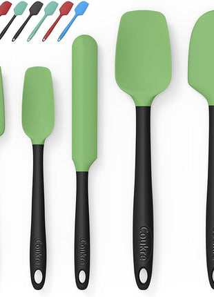 Coukre Silicone Spatula Set of 5,High Temperature Resistant, Food Grade Silicone, Dishwasher Safe, for Baking, Cooking (Grass Green)