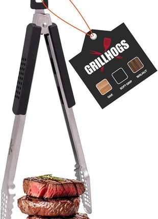 12" Long Tongs 18/0 Stainless Steel BBQ Grill Tongs with Durable Soft Grip Handle for Cooking - Durable Grilling Accessory, Tongs for Cooking & Kitchen, Outdoor Barbecue, Easy to Clean