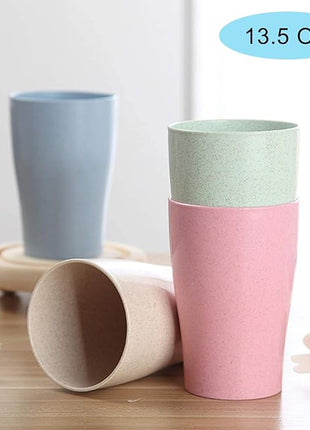 shopwithgreen 14 oz Wheat Straw Cups, Unbreakable Drinking Glasses Stackable | Reusable Water Tumbler, Mug Set for Coffee, Wine, Camping, BPA-Free | Dishwasher & Microwave Safe
