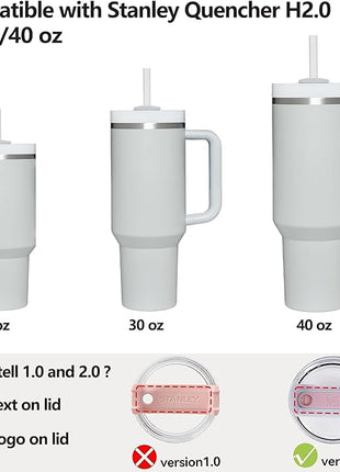 Silicone Spill Stopper Set Compatible with Stanley Cup 2.0 30oz & 40oz with Straw Cover (Set of 2, Fog)