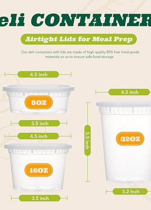 Glotoch Soup Containers With Lids, 48 Pack 8 oz(1 Cup) Deli Containers, To Go Container, Freezer Container For Food-Microwave, Freezer & Dishwasher Safe Eco-Friendly, BPA-Free, Reusable&Stackable
