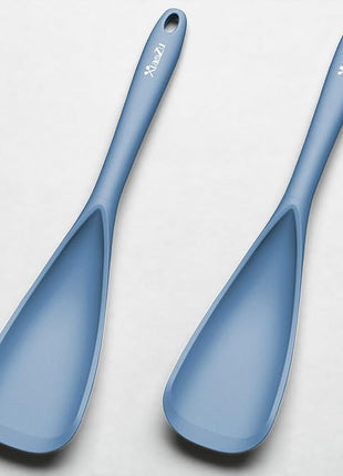 Silicone Spatula Spoon, Great for Both Cooking and Serving Durable BPA-Free Matte Black Silicone, Seamless Design, Safe for Nonstick Cooking Surfaces, 2-Pcs, Starry Blue