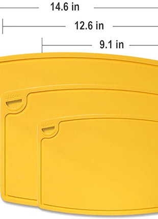 Liflicon Silicone Thick Cutting Boards Mats Set of 3pcs Foldable & Flexible Design Juice Grooves Easy Grip Handle Dishwasher Safe for Kitchen,BPA free Silicone Cutting Mats-Yellow