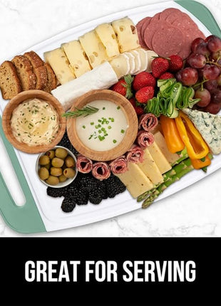 GORILLA GRIP BPA-Free Reversible Kitchen Cutting Board Set of 3, US Designed, Nonporous, Juice Grooves Catch Liquid, Slip Resistant Border, Dishwasher Safe Large Food Chopping Boards, Gray Mint Pink