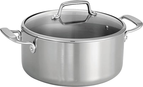 Tramontina Tri-Ply Clad Stainless Steel 5-Quart Dutch Oven Pot with Glass Lid, Induction-Ready, Dishwasher-Safe, NSF-Certified