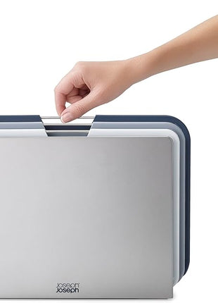 Joseph Joseph Nest Large 3-Piece Color coded Cutting Board Set with Storage Stand, Large - Grey