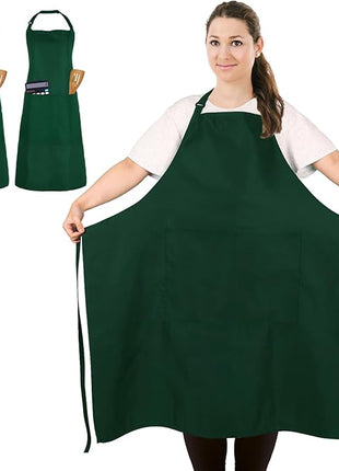 2 Pcs Plus Size Chef Apron, Unisex Professional Apron with 2 Pockets for Cooking, Work, Baking (Larger Size)