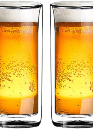 Sun's Tea (Set of 2) 20oz (600ml) Ultra Clear Strong Double Wall Insulated Thermo Glass Tumbler V3 Highball Glass for Beer/cocktail/lemonade/iced Tea/Smoothie (Real Borosilicate Glass, Not Plastic)