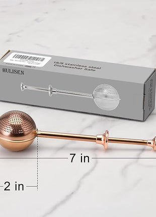 HULISEN Flour Duster for Baking, One-Handed Operation, 304 Stainless Steel Powdered Sugar Shaker Duster, Pick Up and Dust Flour Sifter, Gift Package, Brown