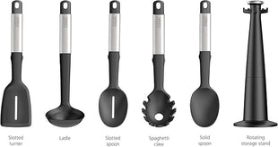 Joseph Joseph Elevate 5-piece Silicone Kitchen Utensils Carousel, BPA Free, Heat Resistant Non Stick Utensil Set, Weighted Stainless Steel Handles
