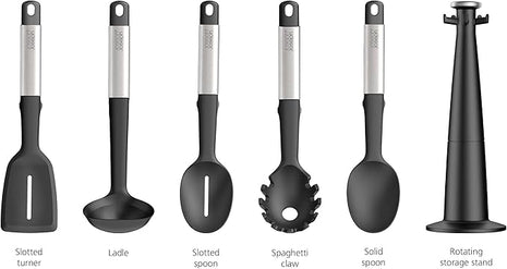 Joseph Joseph Elevate 5-piece Silicone Kitchen Utensils Carousel, BPA Free, Heat Resistant Non Stick Utensil Set, Weighted Stainless Steel Handles
