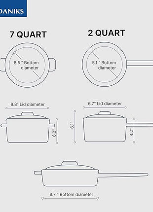 Daniks Modern 11-Piece Stainless Steel Induction Cookware Set – Dishwasher Safe Saucepan, Pots with Heatproof Handles, Glass Lids, Frying Pan with Lid, Silver
