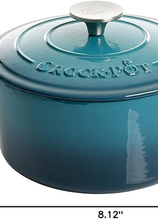 Crock-Pot Artisan Round Enameled Cast Iron Dutch Oven, 3-Quart, Teal Ombre