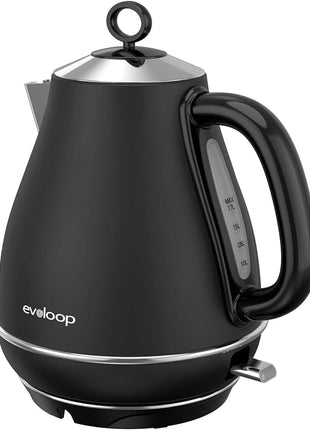 Evoloop 1.7L Electric Kettles, BPA Free Tea Kettle, Hot Water Boiler Heater, Stainless Steel Teapot, Auto Shut-Off & Boil-Dry Protection, 120V/1500W (Black)