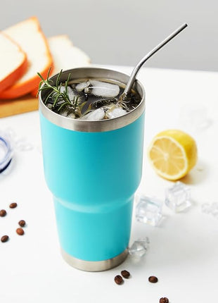 MEWAY 30oz Tumbler Double Wall Vacuum Insulated Travel Mug, Stainless Steel Tumbler with Lid, Durable Powder Coated Insulated Coffee Cup for Cold & Hot Drinks (Lake Blue,1 PACK)