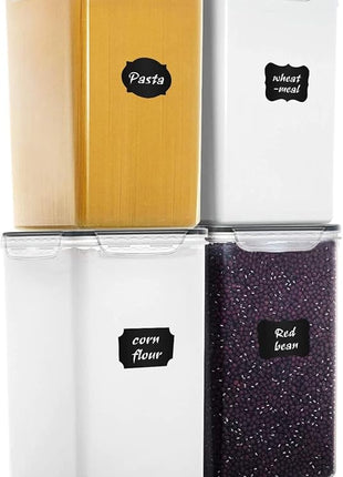 Extra Large 7qt / 6.5L/220oz Tall Food Storage Containers, WIDE & DEEP, 4-Piece Plastic Airtight Kitchen Pantry Storage Containers for Flour, Sugar, with 4 Measuring Cups,20 Labels