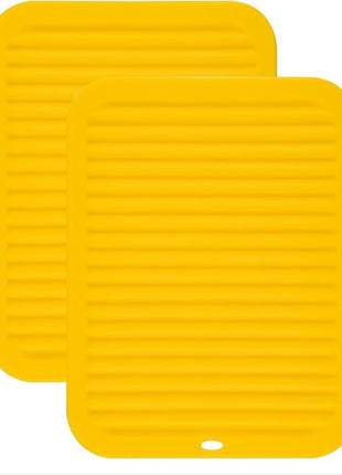 Silicone Trivets Mat Set Smithcraft 9"X12" Big Place Mat, Hot Pads, Kitchen Table Mat - Waterproof, (Set of 2) Non Slip, Flexible, Durable, Dishwasher Safe Color: Yellow