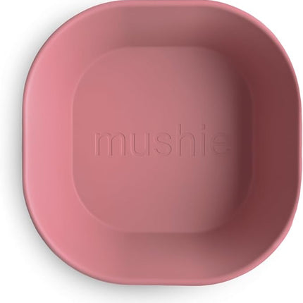 mushie Square Dinnerware Bowls for Kids | Made in Denmark, Set of 2 (Dusty Rose)